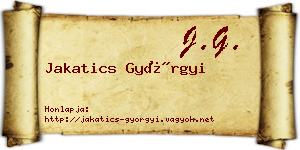 Jakatics Györgyi névjegykártya