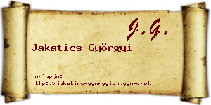 Jakatics Györgyi névjegykártya